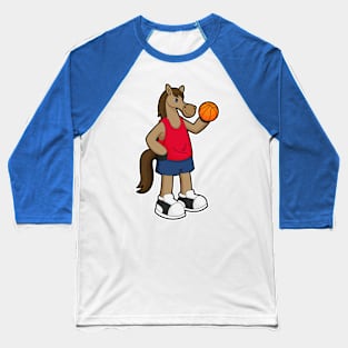 Horse as Basketball player with Basketball Baseball T-Shirt